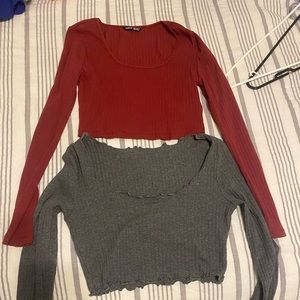 Two long sleeve SHEIN crop tops